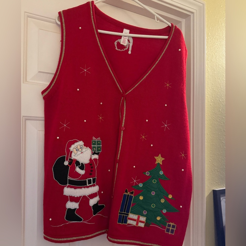 Festive Red Christmas Sweater Vest